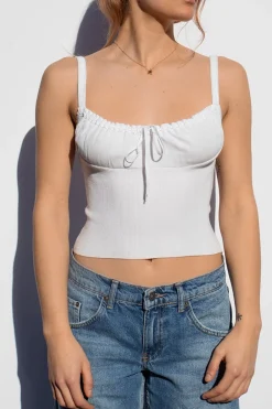 Top arricciato con fiocco