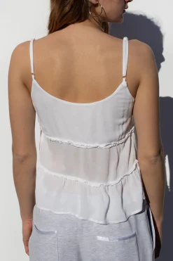 Top con rouches e lacci