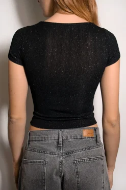 T-shirt crop scollo quadrato